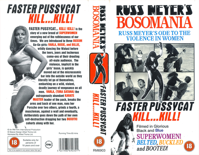 FASTER PUSSYCAT KILL KILL, RUSS MEYERS, AUSTRALIAN, HORROR, ACTION EXPLOITATION, ACTION, HORROR, SCI-FI, MUSIC, THRILLER, SEX COMEDY,  DRAMA, SEXPLOITATION, VHS COVER, VHS COVERS, DVD COVER, DVD COVERS