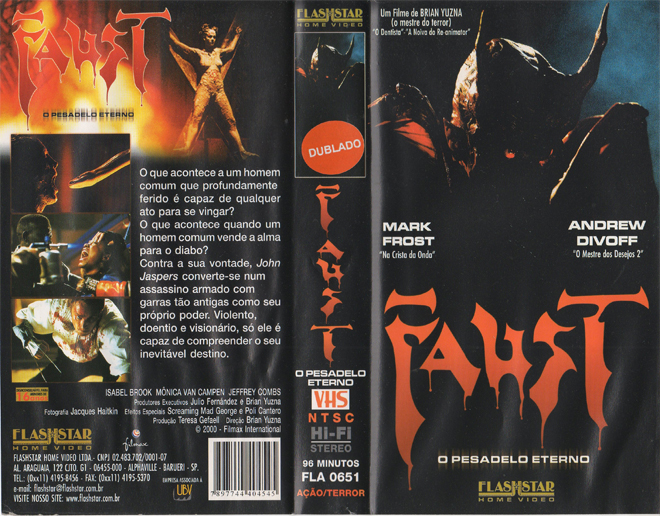 FAUST, BRAZIL VHS, BRAZILIAN VHS, ACTION VHS COVER, HORROR VHS COVER, BLAXPLOITATION VHS COVER, HORROR VHS COVER, ACTION EXPLOITATION VHS COVER, SCI-FI VHS COVER, MUSIC VHS COVER, SEX COMEDY VHS COVER, DRAMA VHS COVER, SEXPLOITATION VHS COVER, BIG BOX VHS COVER, CLAMSHELL VHS COVER, VHS COVER, VHS COVERS, DVD COVER, DVD COVERS