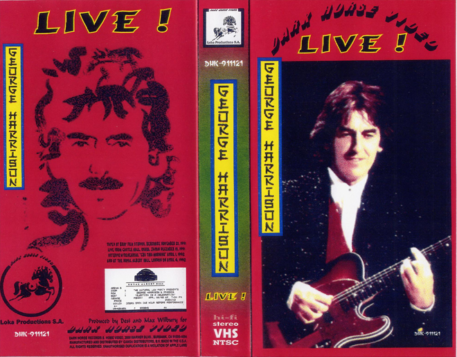 GEORGE HARRISON LIVE : DARK HORSE VIDEO VHS COVER