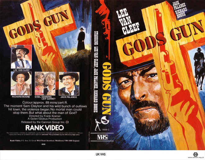 GODS GUN VHS COVER, ACTION VHS COVER, HORROR VHS COVER, BLAXPLOITATION VHS COVER, HORROR VHS COVER, ACTION EXPLOITATION VHS COVER, SCI-FI VHS COVER, MUSIC VHS COVER, SEX COMEDY VHS COVER, DRAMA VHS COVER, SEXPLOITATION VHS COVER, BIG BOX VHS COVER, CLAMSHELL VHS COVER, VHS COVER, VHS COVERS, DVD COVER, DVD COVERS