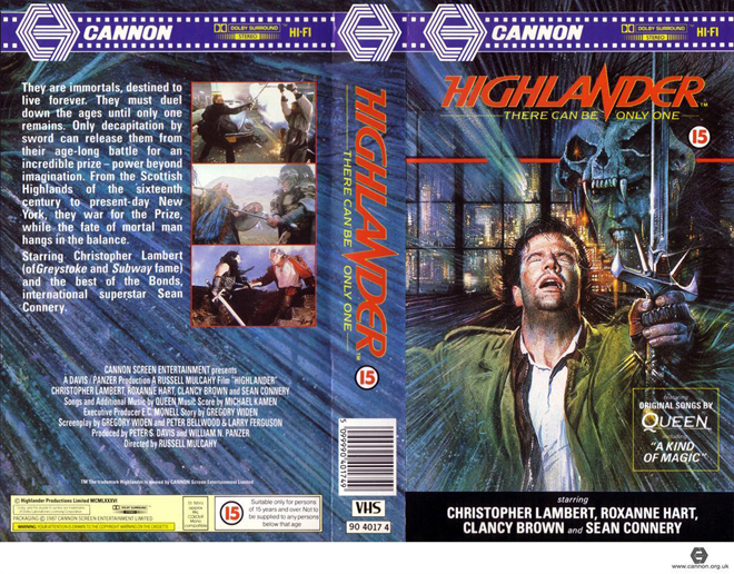 HIGHLANDER, HORROR, ACTION EXPLOITATION, ACTION, HORROR, SCI-FI, MUSIC, THRILLER, SEX COMEDY,  DRAMA, SEXPLOITATION, VHS COVER, VHS COVERS, DVD COVER, DVD COVERS