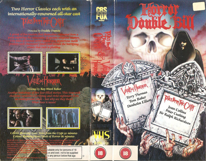 HORROR DOUBLE BILL : VAULT OF HORROR AND TALES FROM THE CRYPT VHS COVER