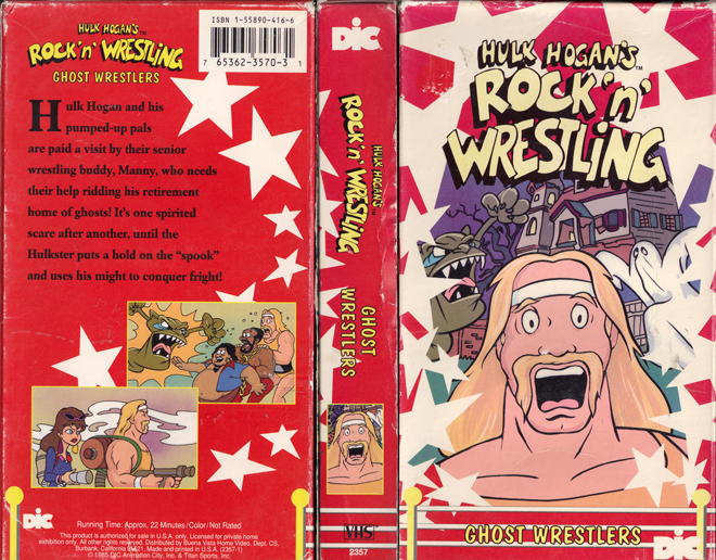 HULK HOGANS ROCK N WRESTLIN GHOST WRESTLERS, DIC, WWF, ROWDY RODDY PIPPER, ANDRE THE GIANT, JUNK YARD DOG, VHS COVER