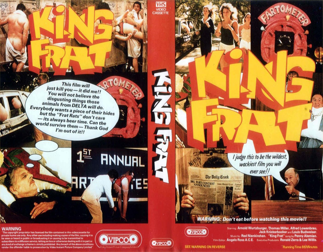 KING FRAT VIPCO ENTERTAINMENT, BIG BOX VHS, HORROR, ACTION EXPLOITATION, ACTION, ACTIONXPLOITATION, SCI-FI, MUSIC, THRILLER, SEX COMEDY,  DRAMA, SEXPLOITATION, VHS COVER, VHS COVERS, DVD COVER, DVD COVERS