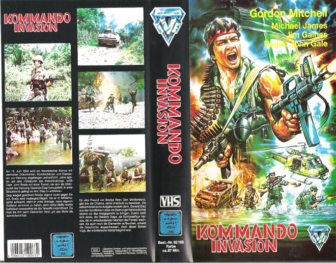 KOMMANDO INVASION, GORDON MITCHELL, BIG BOX VHS, HORROR, ACTION EXPLOITATION, ACTION, ACTIONXPLOITATION, SCI-FI, MUSIC, THRILLER, SEX COMEDY,  DRAMA, SEXPLOITATION, VHS COVER, VHS COVERS, DVD COVER, DVD COVERS