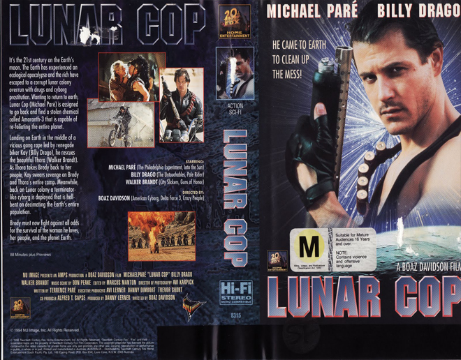 LUNAR COP ACTION HORROR SCIFI VHS COVER, ACTION VHS COVER, HORROR VHS COVER, BLAXPLOITATION VHS COVER, HORROR VHS COVER, ACTION EXPLOITATION VHS COVER, SCI-FI VHS COVER, MUSIC VHS COVER, SEX COMEDY VHS COVER, DRAMA VHS COVER, SEXPLOITATION VHS COVER, BIG BOX VHS COVER, CLAMSHELL VHS COVER, VHS COVER, VHS COVERS, DVD COVER, DVD COVERS