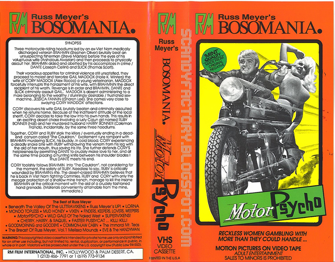 MOTOR PSYCHO, HORROR, ACTION EXPLOITATION, ACTION, HORROR, SCI-FI, MUSIC, THRILLER, SEX COMEDY,  DRAMA, SEXPLOITATION, VHS COVER, VHS COVERS, DVD COVER, DVD COVERS