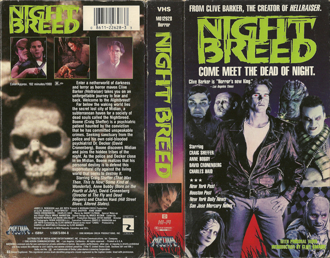 NIGHT BREED, ACTION, HORROR, BLAXPLOITATION, HORROR, ACTION EXPLOITATION, SCI-FI, MUSIC, SEX COMEDY, DRAMA, SEXPLOITATION, BIG BOX, CLAMSHELL, VHS COVER, VHS COVERS, DVD COVER, DVD COVERS