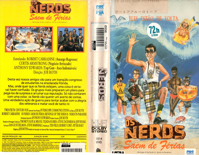 REVENGE OF THE NERDS, BRAZIL VHS, BRAZILIAN VHS, ACTION VHS COVER, HORROR VHS COVER, BLAXPLOITATION VHS COVER, HORROR VHS COVER, ACTION EXPLOITATION VHS COVER, SCI-FI VHS COVER, MUSIC VHS COVER, SEX COMEDY VHS COVER, DRAMA VHS COVER, SEXPLOITATION VHS COVER, BIG BOX VHS COVER, CLAMSHELL VHS COVER, VHS COVER, VHS COVERS, DVD COVER, DVD COVERS