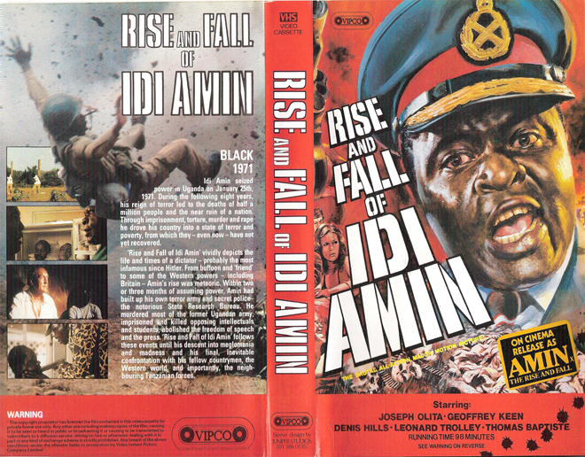 RISE AND FALL OF IDI AMIN, VESTRON VIDEO INTERNATIONAL, BIG BOX, HORROR, ACTION EXPLOITATION, ACTION, HORROR, SCI-FI, MUSIC, THRILLER, SEX COMEDY,  DRAMA, SEXPLOITATION, VHS COVER, VHS COVERS, DVD COVER, DVD COVERS