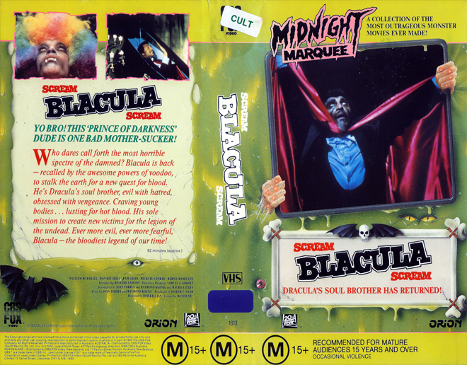 SCREAM BLACULA SCREAM, ACTION, HORROR, SCI-FI, MUSIC, THRILLER, SEX COMEDY, DRAMA, SEXPLOITATION, VHS COVER, VHS COVERS