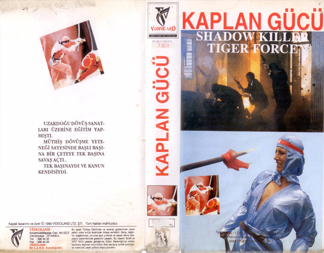 SHADOW KILLER TIGER FORCE, TURKISH, TURKISH VHS, RARE VHS, ACTION, HORROR, BLAXPLOITATION, HORROR, ACTION EXPLOITATION, SCI-FI, MUSIC, SEX COMEDY, DRAMA, SEXPLOITATION, VHS COVER, VHS COVERS, DVD COVER, DVD COVERS