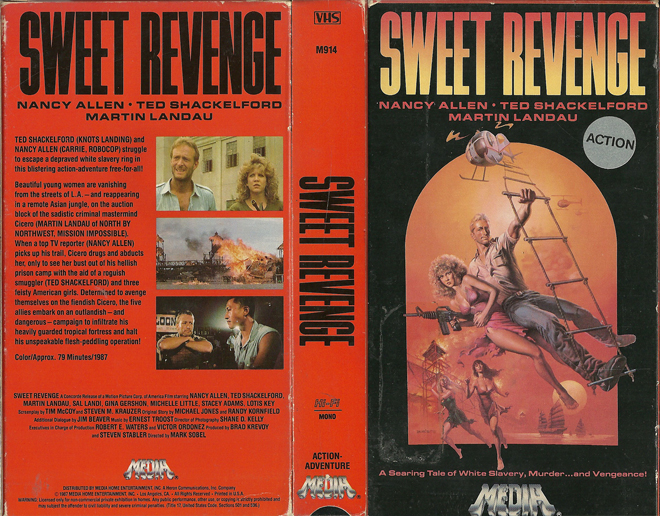 SWEET REVENGE, MEDIA HOME ENTERTAINMENT, BIG BOX VHS, HORROR, ACTION EXPLOITATION, ACTION, ACTIONXPLOITATION, SCI-FI, MUSIC, THRILLER, SEX COMEDY,  DRAMA, SEXPLOITATION, VHS COVER, VHS COVERS, DVD COVER, DVD COVERS