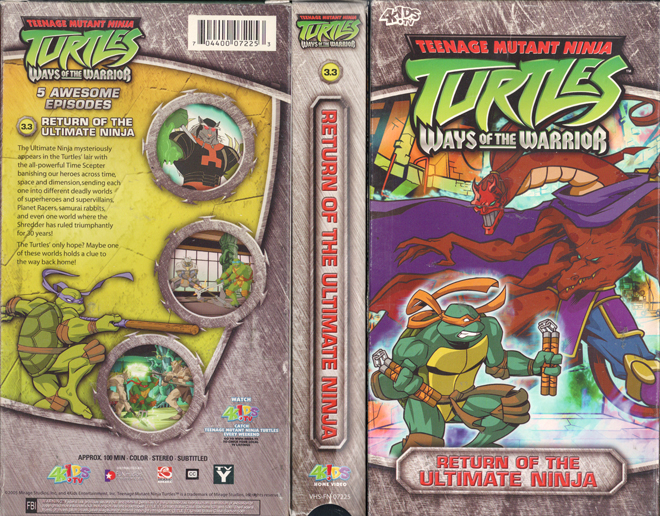 TEENAGE MUTANT NINJA TURTLES - WAYS OF THE WARRIOR : RETURN OF THE ULTIMATE NINJA VHS COVER, VHS COVERS