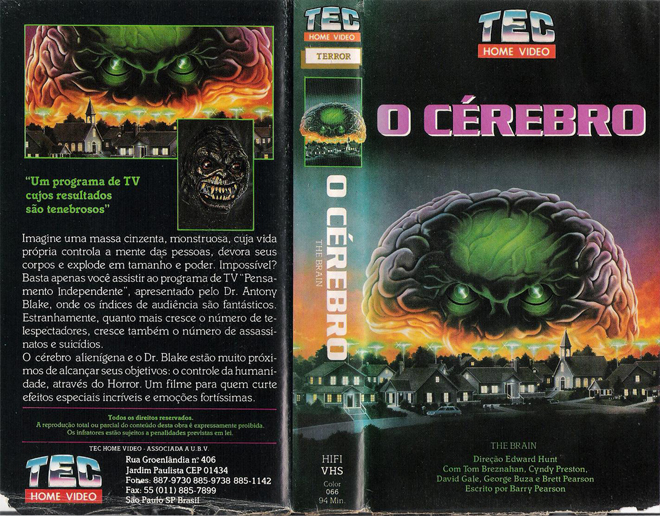 THE BRAIN, BRAZIL VHS, BRAZILIAN VHS, ACTION VHS COVER, HORROR VHS COVER, BLAXPLOITATION VHS COVER, HORROR VHS COVER, ACTION EXPLOITATION VHS COVER, SCI-FI VHS COVER, MUSIC VHS COVER, SEX COMEDY VHS COVER, DRAMA VHS COVER, SEXPLOITATION VHS COVER, BIG BOX VHS COVER, CLAMSHELL VHS COVER, VHS COVER, VHS COVERS, DVD COVER, DVD COVERS