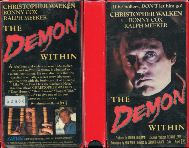 THE DEMON WITHIN, HORROR, BLAXPLOITATION, HORROR, ACTION EXPLOITATION, SCI-FI, MUSIC, SEX COMEDY, DRAMA, SEXPLOITATION, VHS COVER, VHS COVERS, DVD COVER, DVD COVERS