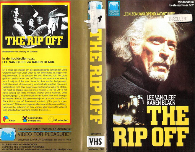 THE RIP OFF, NETHERLANDS, VESTRON VIDEO INTERNATIONAL, BIG BOX, HORROR, ACTION EXPLOITATION, ACTION, HORROR, SCI-FI, MUSIC, THRILLER, SEX COMEDY,  DRAMA, SEXPLOITATION, VHS COVER, VHS COVERS, DVD COVER, DVD COVERS