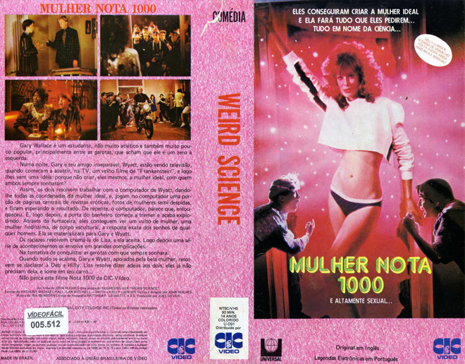 WEIRD SCIENCE, BRAZIL VHS, BRAZILIAN VHS, ACTION VHS COVER, HORROR VHS COVER, BLAXPLOITATION VHS COVER, HORROR VHS COVER, ACTION EXPLOITATION VHS COVER, SCI-FI VHS COVER, MUSIC VHS COVER, SEX COMEDY VHS COVER, DRAMA VHS COVER, SEXPLOITATION VHS COVER, BIG BOX VHS COVER, CLAMSHELL VHS COVER, VHS COVER, VHS COVERS, DVD COVER, DVD COVERS